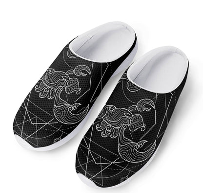 Black And White Scorpio Sign Print Mesh Casual Shoes