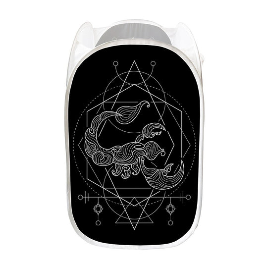 Black And White Scorpio Sign Print Mesh Laundry Hamper