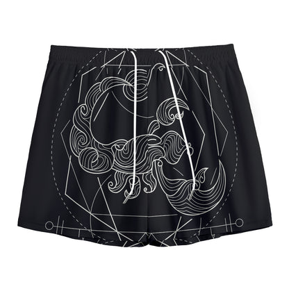 Black And White Scorpio Sign Print Mesh Shorts