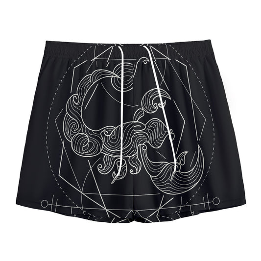 Black And White Scorpio Sign Print Mesh Shorts