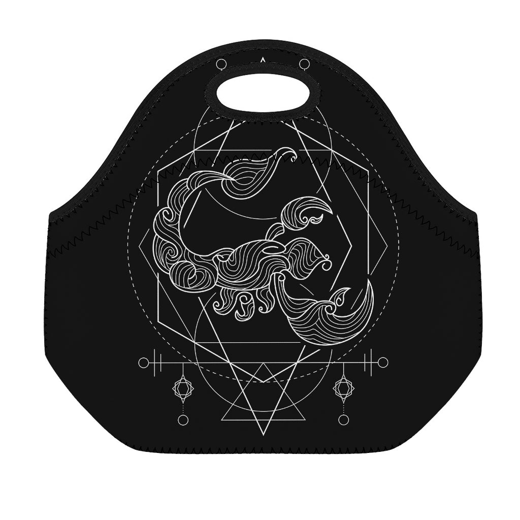 Black And White Scorpio Sign Print Neoprene Lunch Bag