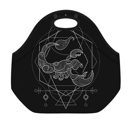 Black And White Scorpio Sign Print Neoprene Lunch Bag