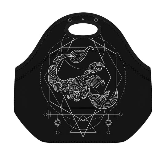 Black And White Scorpio Sign Print Neoprene Lunch Bag