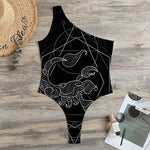 Black And White Scorpio Sign Print One Shoulder Bodysuit