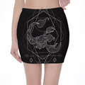 Black And White Scorpio Sign Print Pencil Mini Skirt
