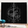 Black And White Scorpio Sign Print Pencil Pleat Curtains