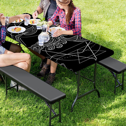 Black And White Scorpio Sign Print Picnic Table Cover