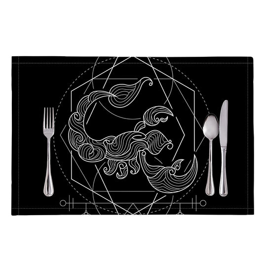 Black And White Scorpio Sign Print Placemat