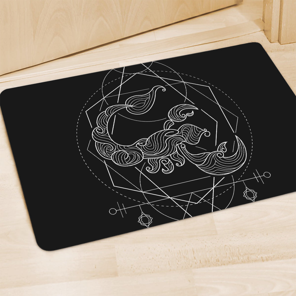 Black And White Scorpio Sign Print Polyester Doormat