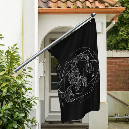 Black And White Scorpio Sign Print Polyester Flag