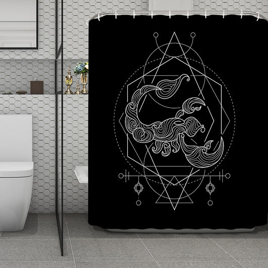 Black And White Scorpio Sign Print Polyester Shower Curtain