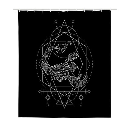 Black And White Scorpio Sign Print Polyester Shower Curtain