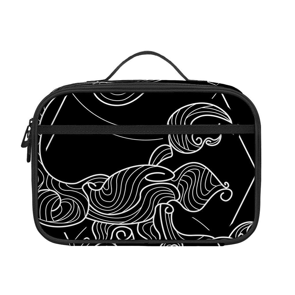 Black And White Scorpio Sign Print Portable Lunch Bag