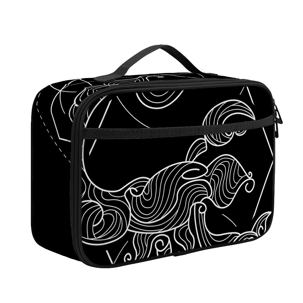 Black And White Scorpio Sign Print Portable Lunch Bag