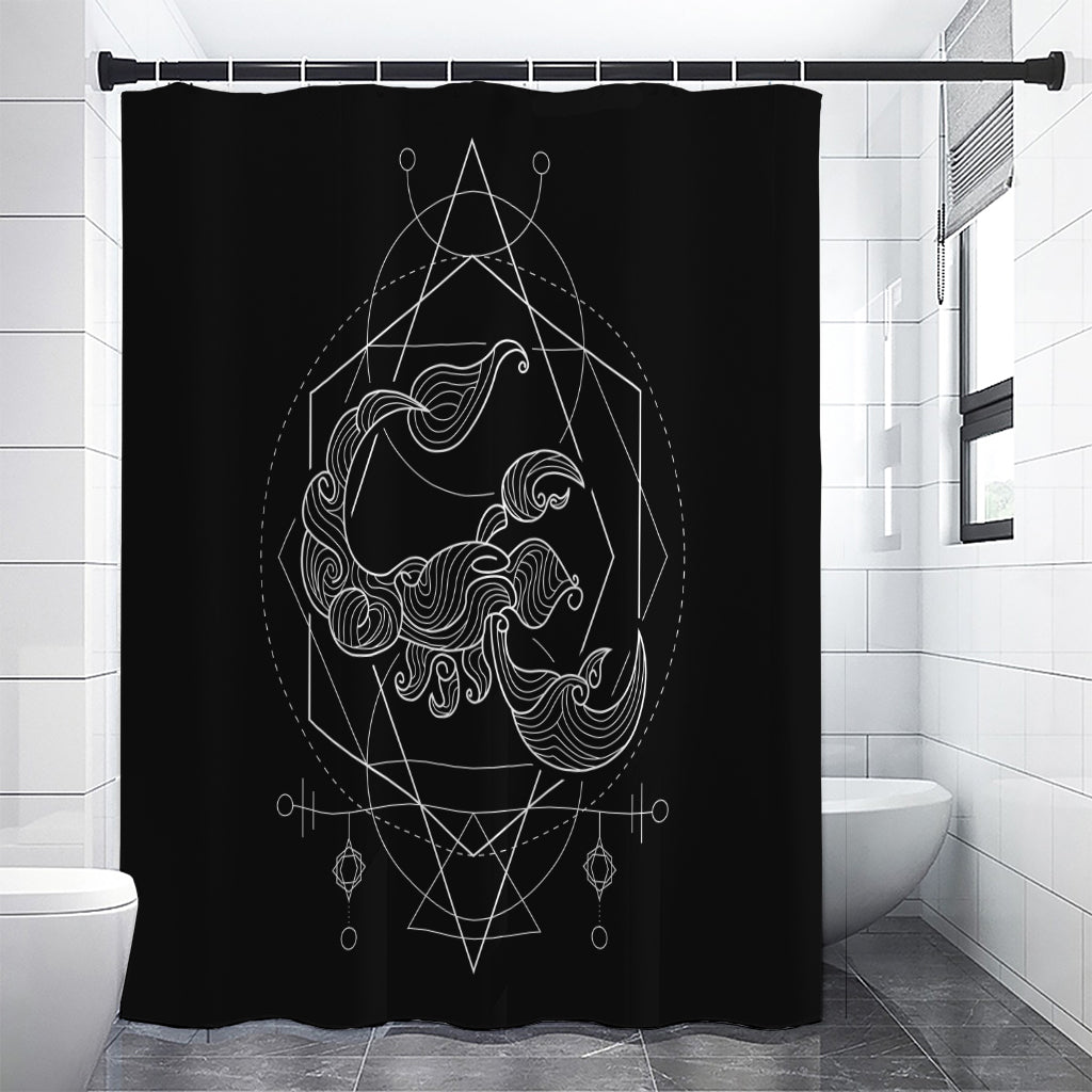 Black And White Scorpio Sign Print Premium Shower Curtain