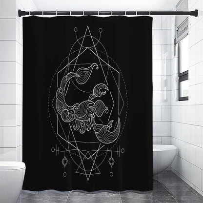 Black And White Scorpio Sign Print Premium Shower Curtain