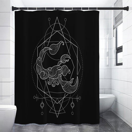 Black And White Scorpio Sign Print Premium Shower Curtain