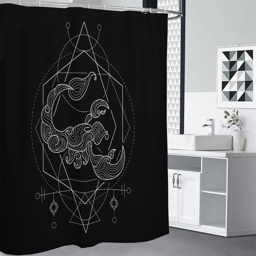 Black And White Scorpio Sign Print Premium Shower Curtain
