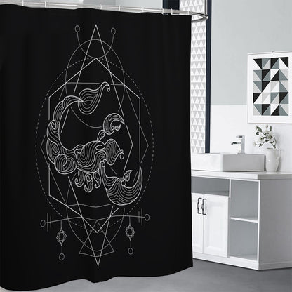 Black And White Scorpio Sign Print Premium Shower Curtain