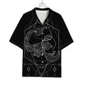 Black And White Scorpio Sign Print Rayon Hawaiian Shirt