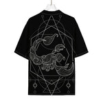 Black And White Scorpio Sign Print Rayon Hawaiian Shirt