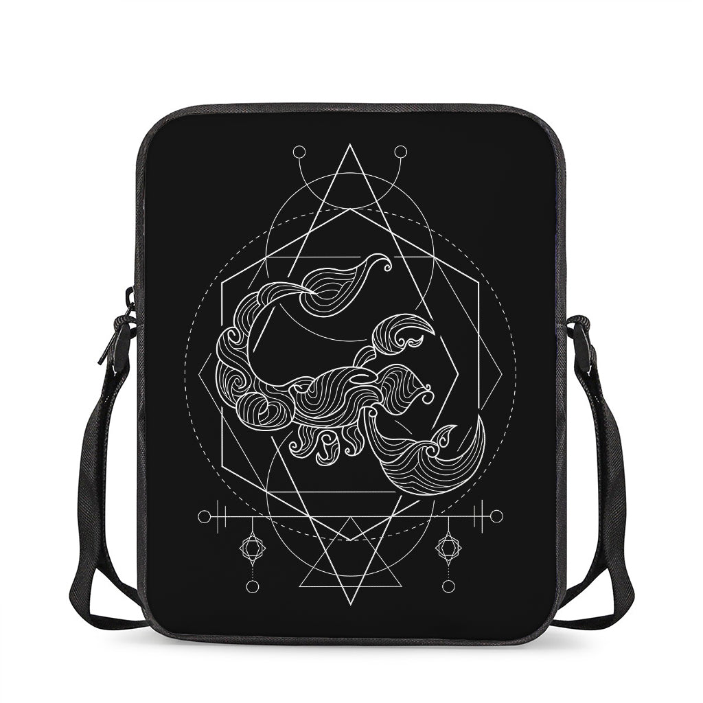 Black And White Scorpio Sign Print Rectangular Crossbody Bag