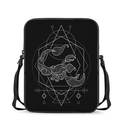 Black And White Scorpio Sign Print Rectangular Crossbody Bag