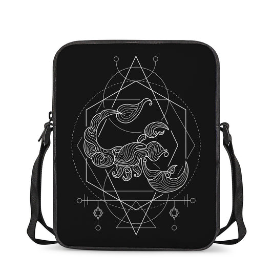 Black And White Scorpio Sign Print Rectangular Crossbody Bag