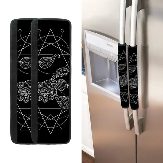 Black And White Scorpio Sign Print Refrigerator Handle Covers