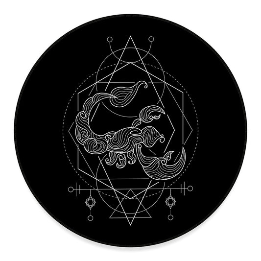 Black And White Scorpio Sign Print Round Floor Mat