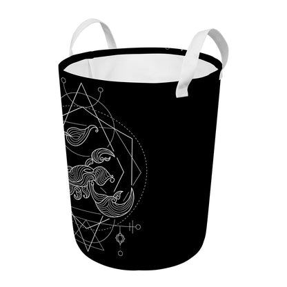 Black And White Scorpio Sign Print Round Laundry Basket