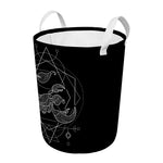 Black And White Scorpio Sign Print Round Laundry Basket