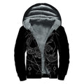Black And White Scorpio Sign Print Sherpa Lined Zip Up Hoodie