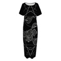 Black And White Scorpio Sign Print Short Sleeve Long Nightdress