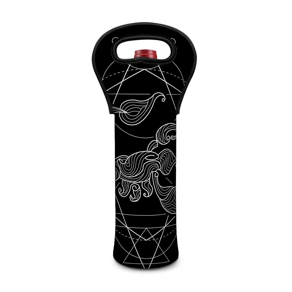 Black And White Scorpio Sign Print Single Neoprene Wine Tote