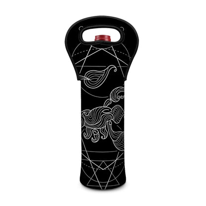 Black And White Scorpio Sign Print Single Neoprene Wine Tote