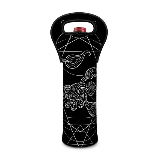 Black And White Scorpio Sign Print Single Neoprene Wine Tote