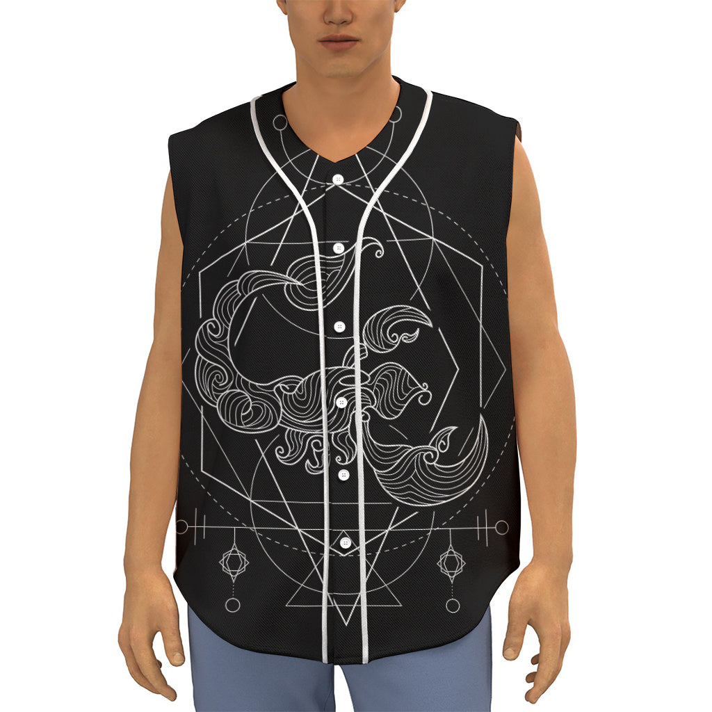 Black And White Scorpio Sign Print Sleeveless Baseball Jersey