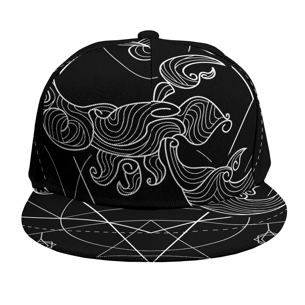 Black And White Scorpio Sign Print Snapback Cap