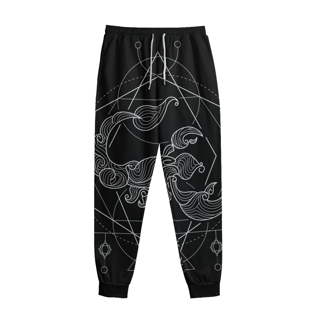 Black And White Scorpio Sign Print Sweatpants