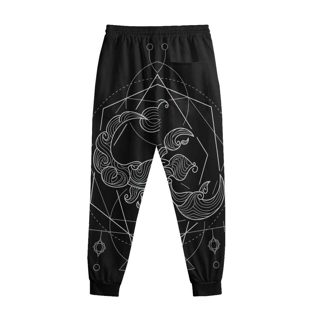 Black And White Scorpio Sign Print Sweatpants