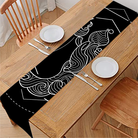 Black And White Scorpio Sign Print Table Runner