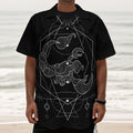 Black And White Scorpio Sign Print Textured Short Sleeve Shirt