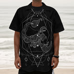 Black And White Scorpio Sign Print Textured Short Sleeve Shirt