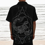 Black And White Scorpio Sign Print Textured Short Sleeve Shirt