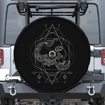 Black And White Scorpio Sign Print Tire Cover With Camera Hole
