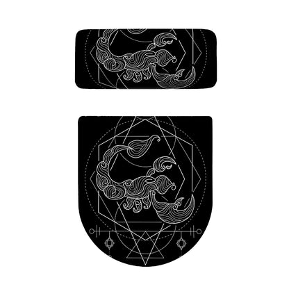 Black And White Scorpio Sign Print Toilet Lid And Tank Cover Set