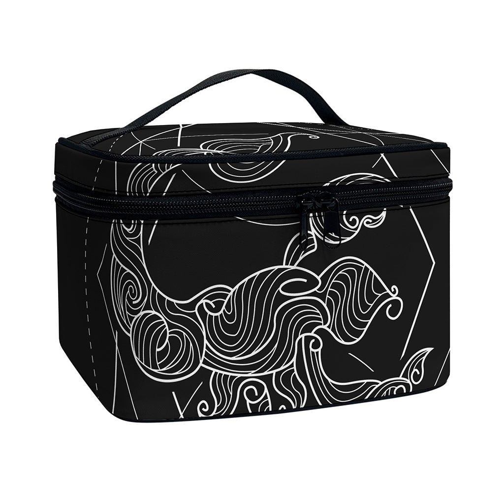 Black And White Scorpio Sign Print Travel Makeup Bag