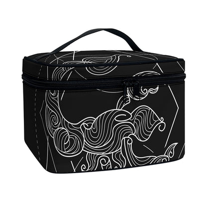Black And White Scorpio Sign Print Travel Makeup Bag