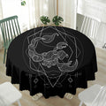Black And White Scorpio Sign Print Waterproof Round Tablecloth